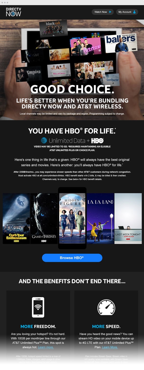 DIRECTV NOW / AT&T Wireless Bundle Email